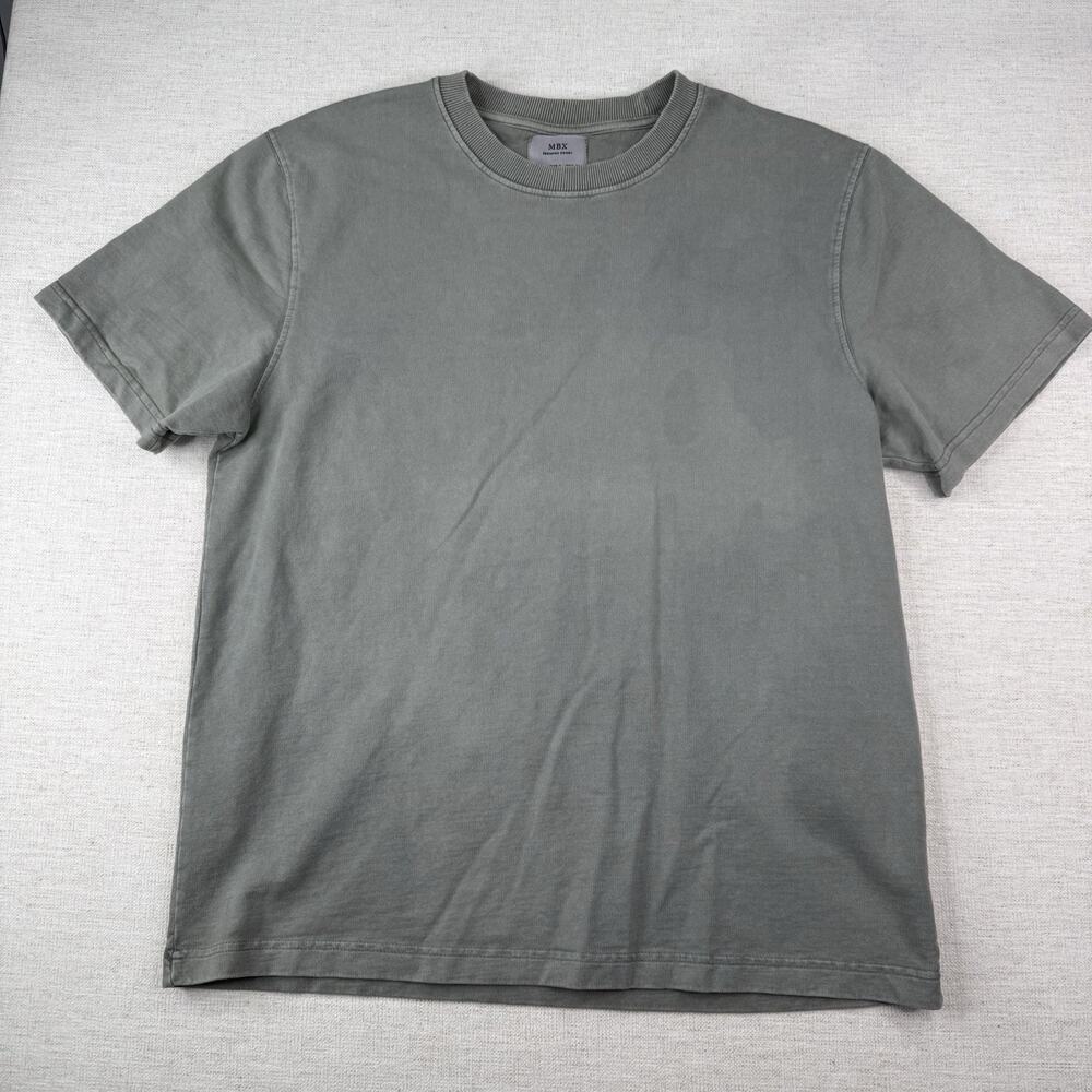 MBX Premium Goods Mens Minimalist Tee T Shirt Olive Green Boxy Fit Oversized L